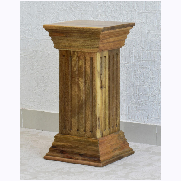 Multipurpose Pedestal/End Table/Vase Stand/Lamp Stand - Natural Teak - Image 5